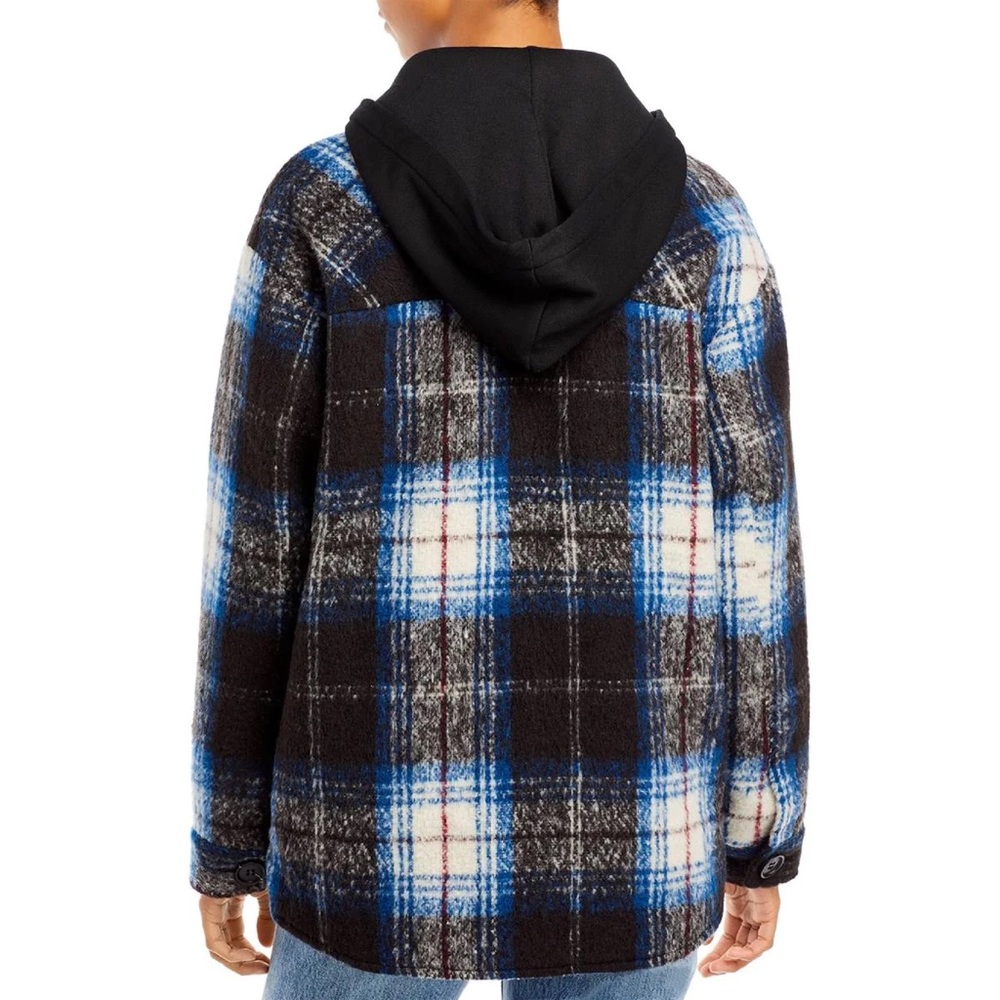 Aqua Womens Fleece Plaid Shirt Jacket L